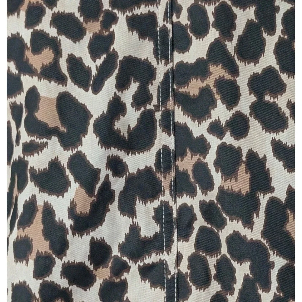 J Crew Leopard Print Barn Coat Jacket Women XS Corduroy Collar Utility Chore